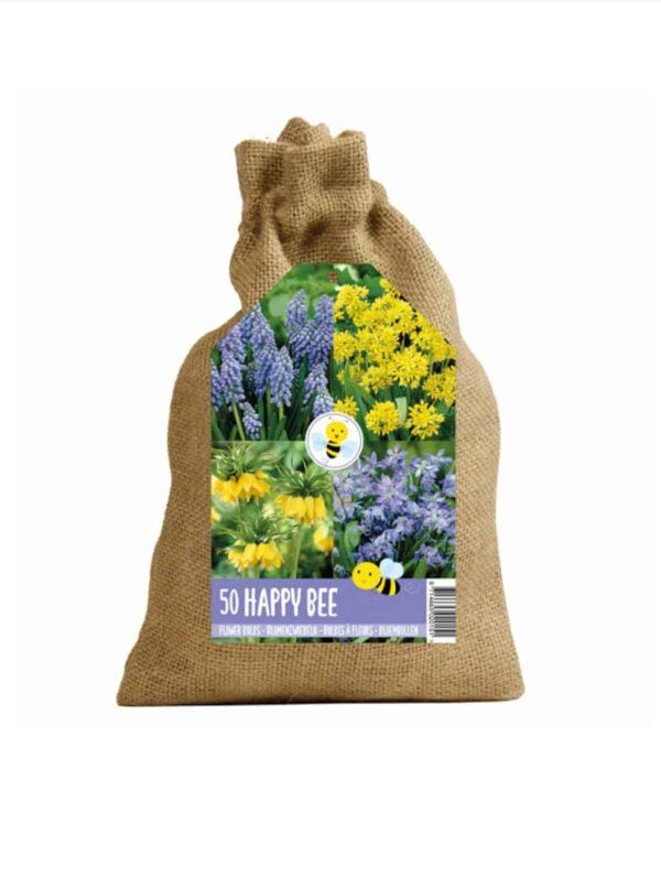 Happy Bee & Butterfly Jute Blue