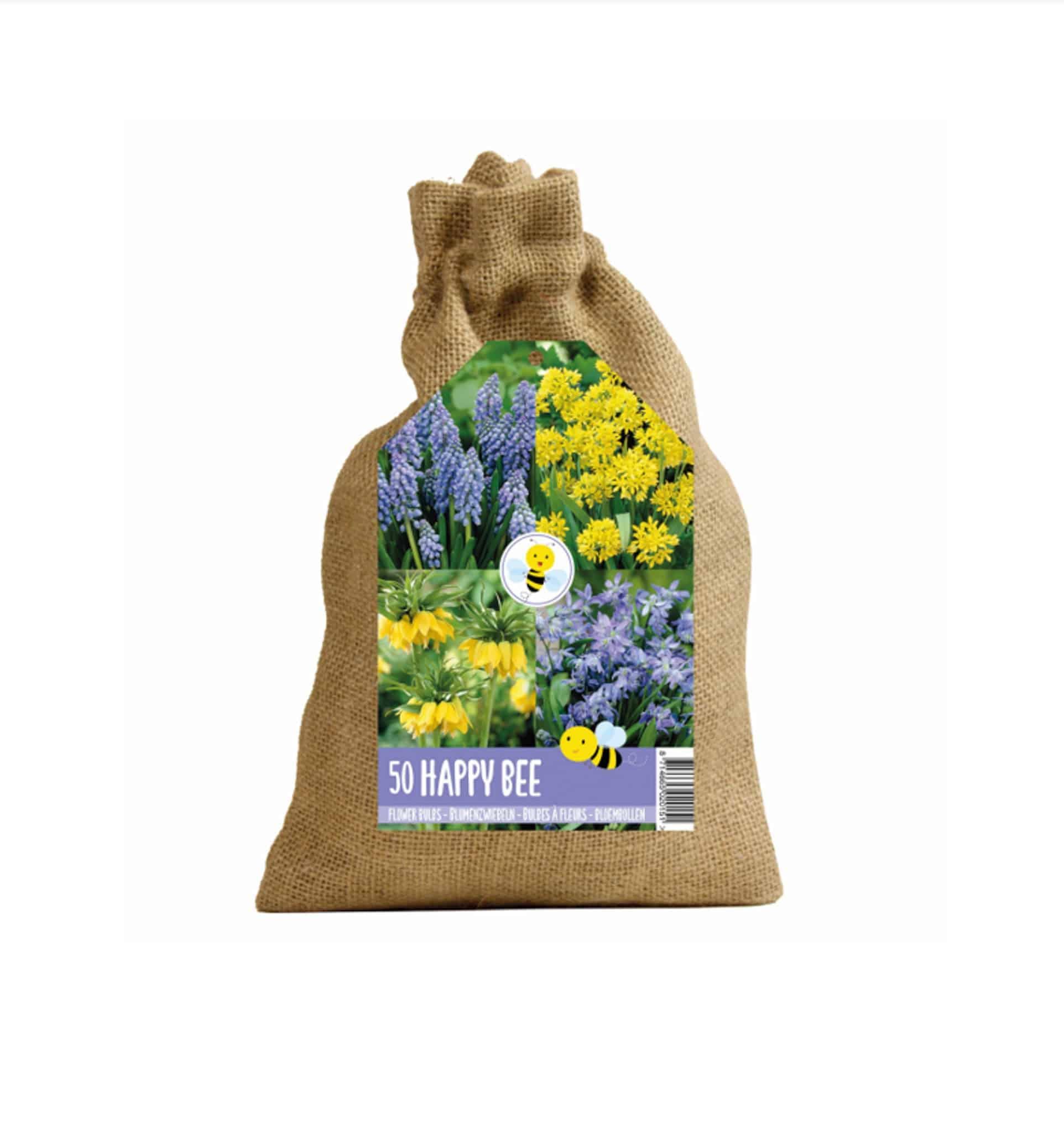 Happy Bee & Butterfly Jute Blue