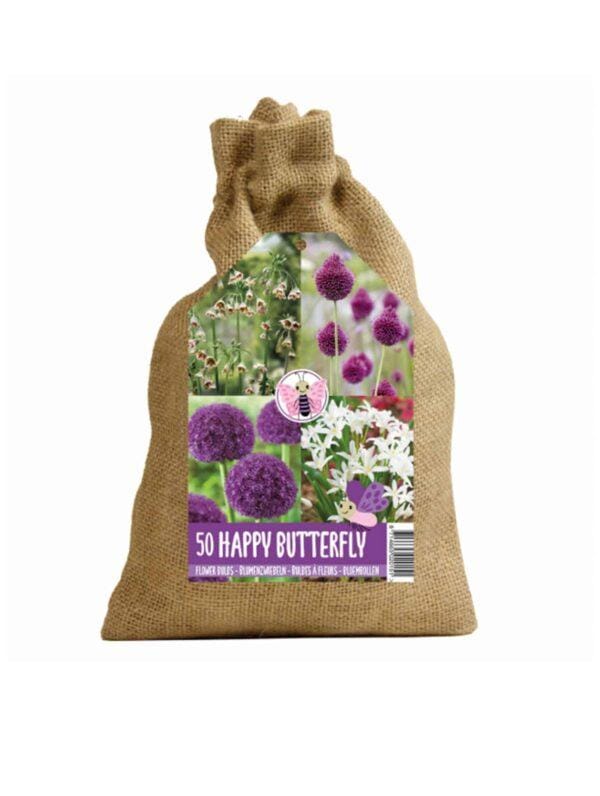 Happy Bee & Butterfly Jute Purple