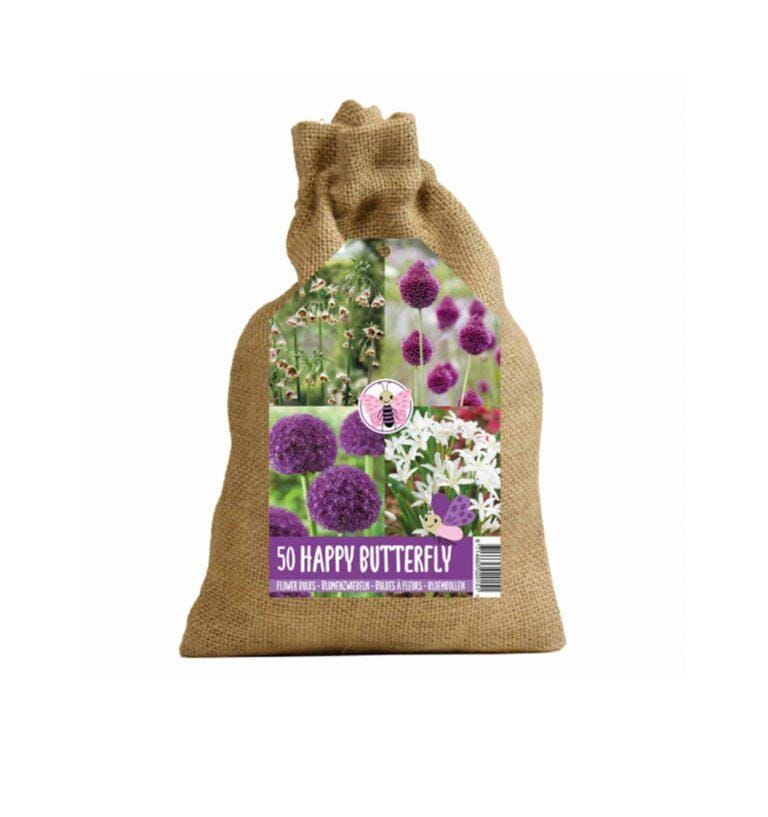 Happy Bee & Butterfly Jute Purple