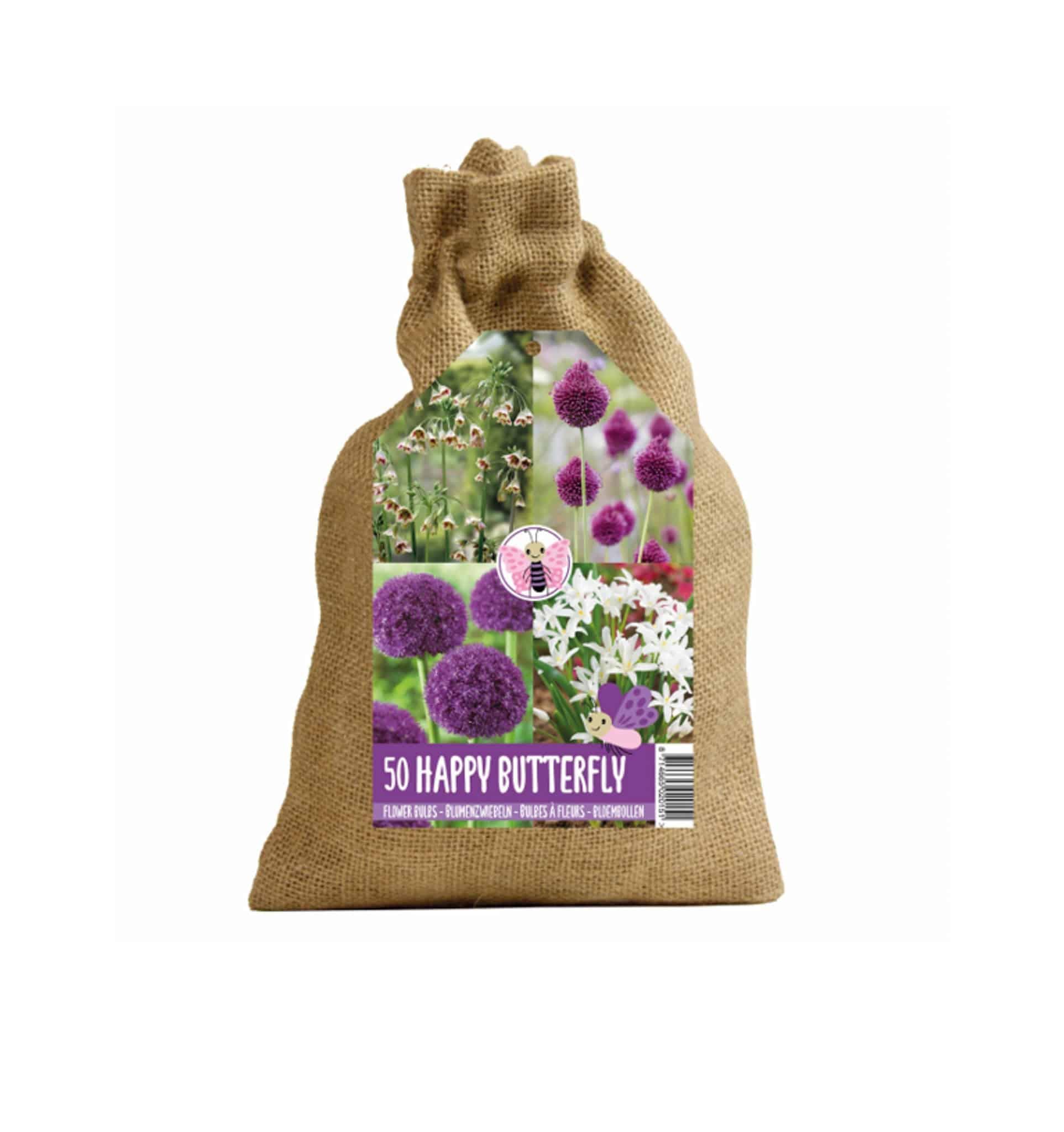 Happy Bee & Butterfly Jute Purple