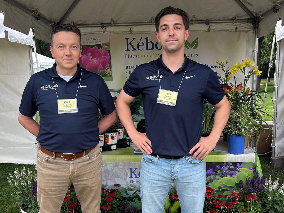 Two Kébol employees at the booth on Perennials Day.